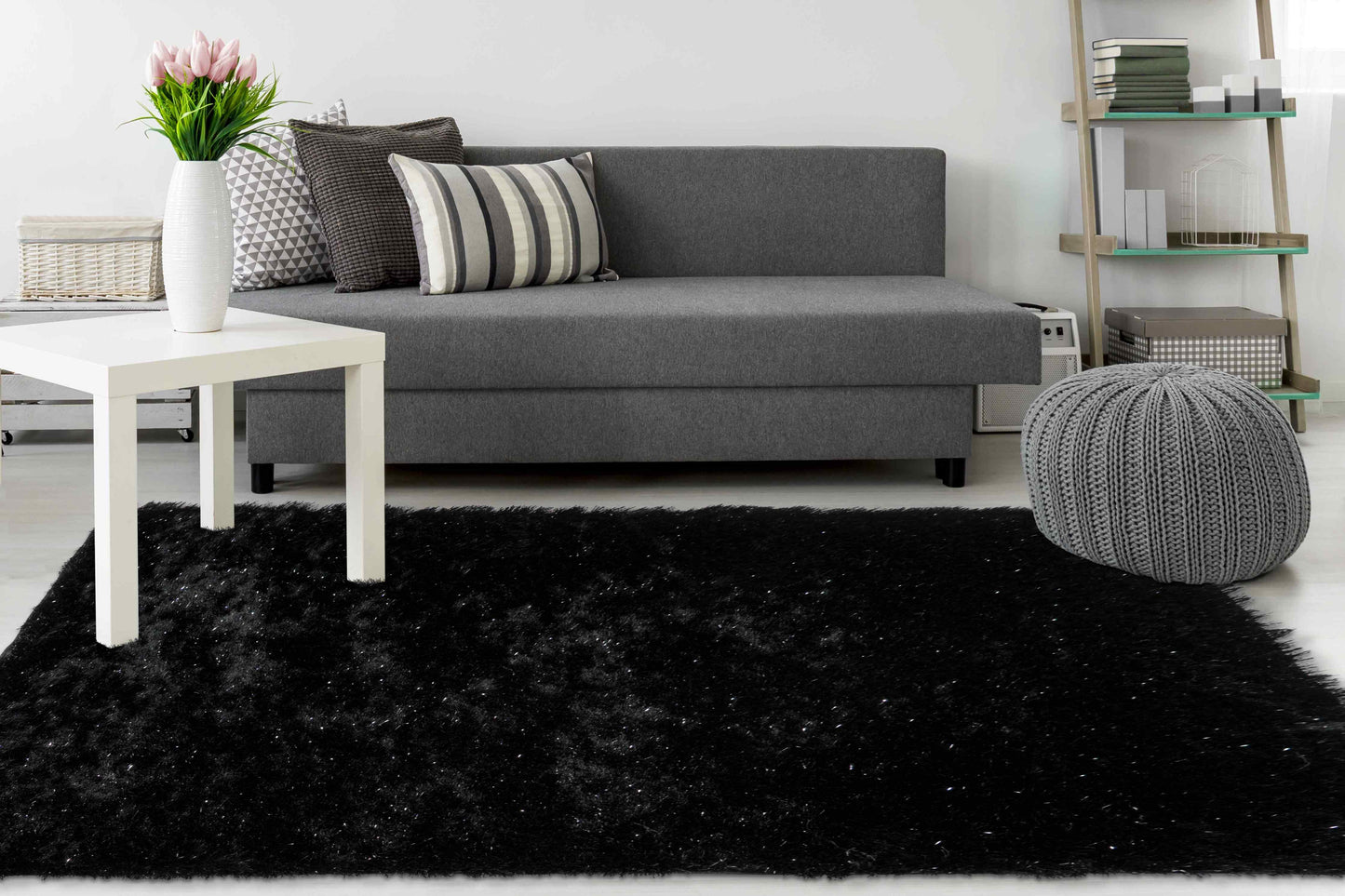 Shaggy vloerkleed zwart - Houseofambiance