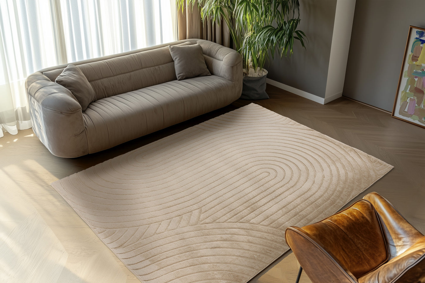 Comfy Japandi vloerkleed beige