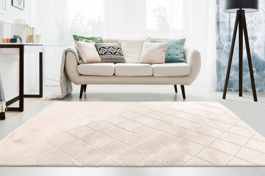 Velvet Grid ivoor vloerkleed