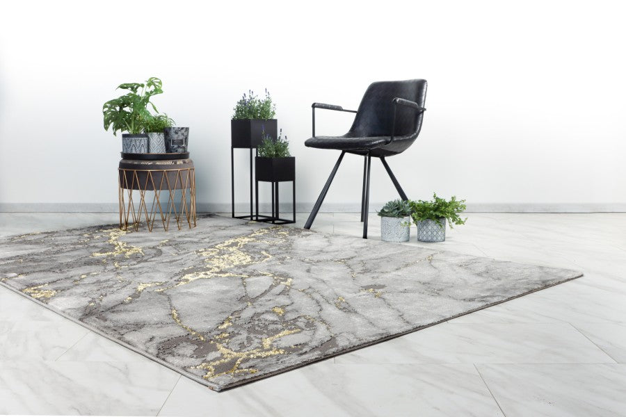 Marmer vloerkleed grijs x goud - Houseofambiance