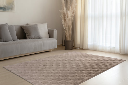 Danier fluffy vloerkleed taupe