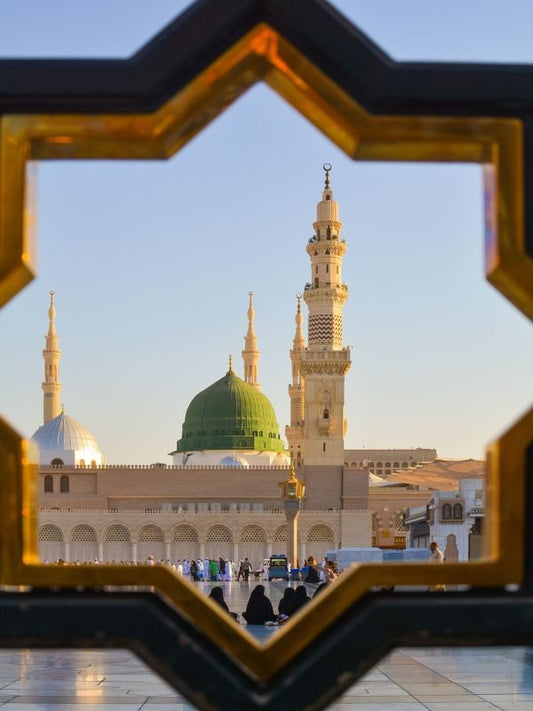 Al Nabawi Mosque - Medina glasschilderij 60 x 80 cm - Houseofambiance