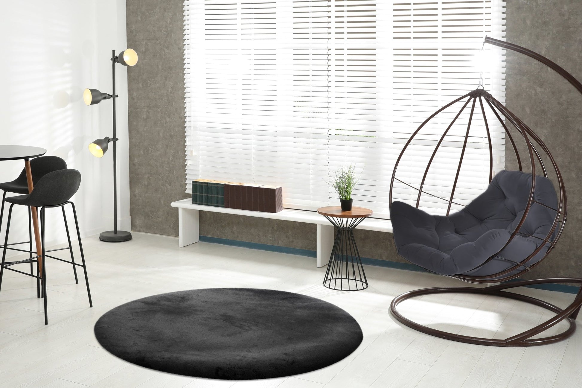 Cloud vloerkleed rond zwart - Houseofambiance