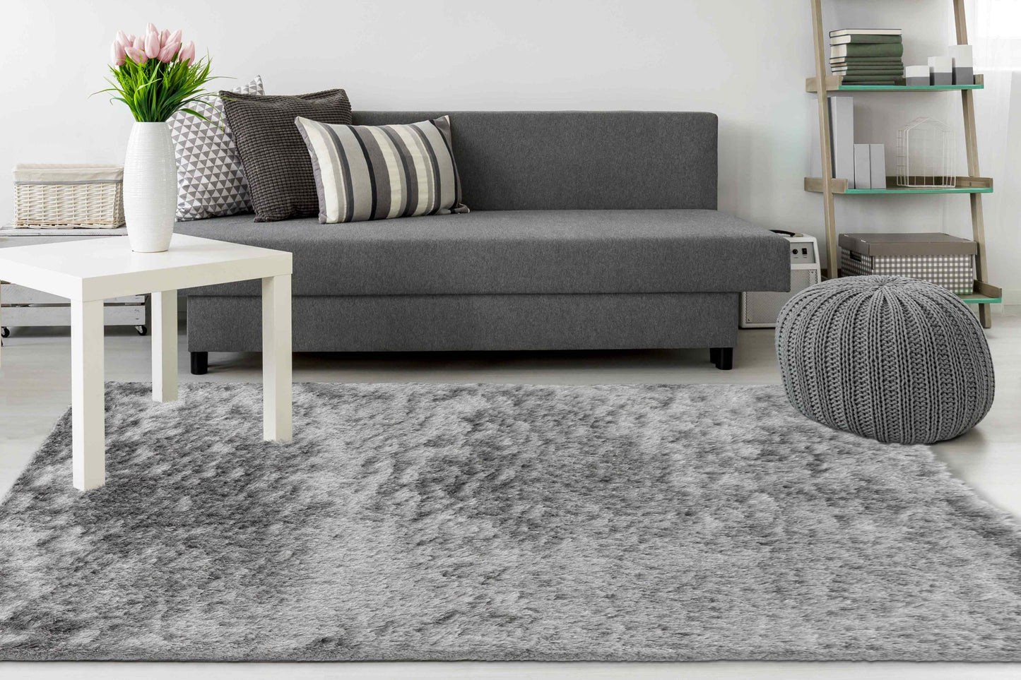 Shaggy vloerkleed zilver - Houseofambiance