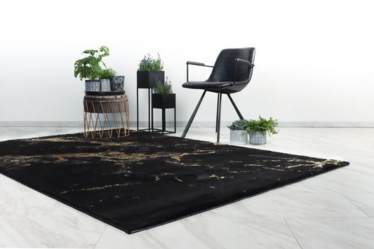 Marmer vloerkleed zwart x goud - Houseofambiance